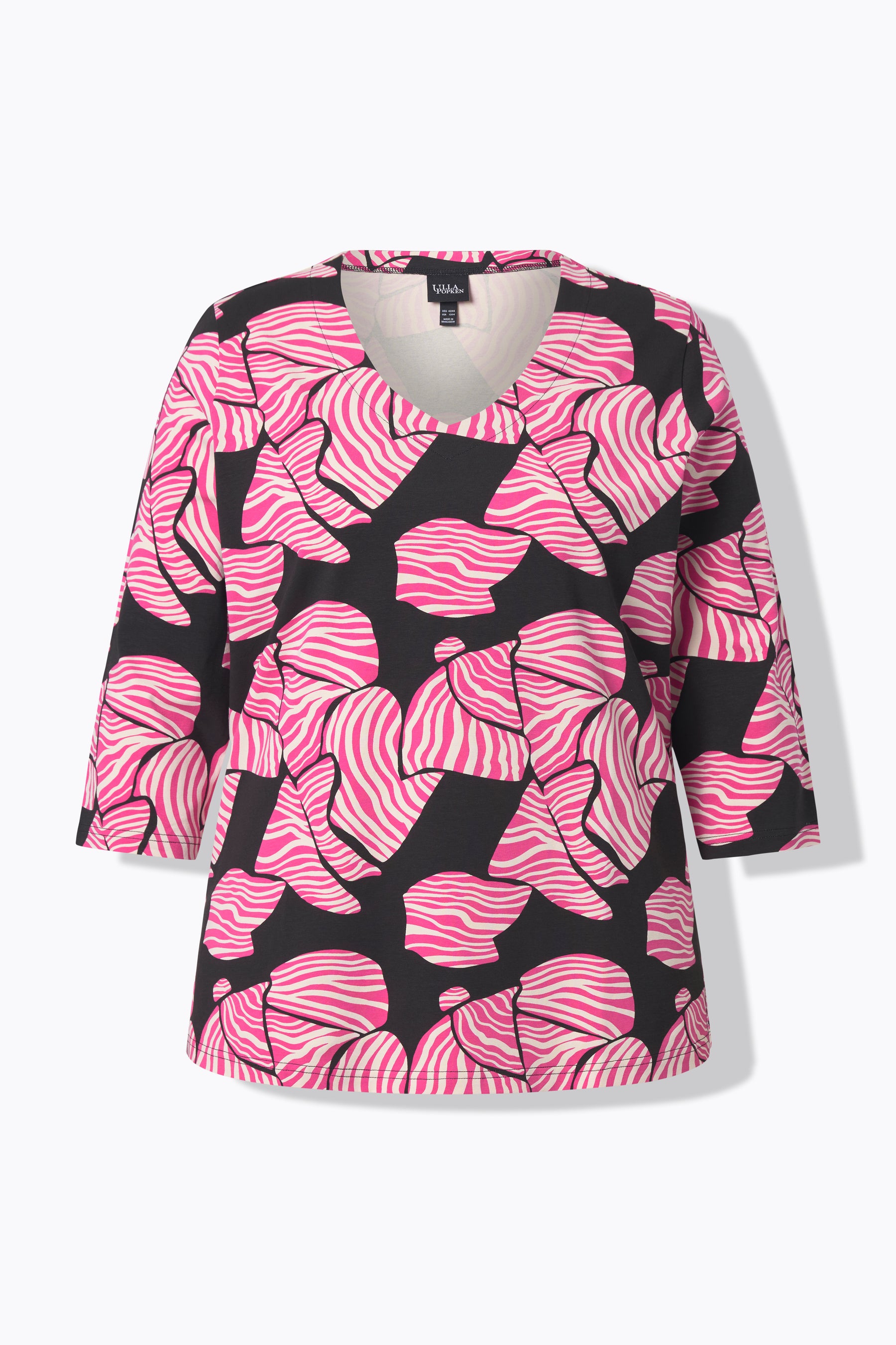Ulla Popken Pink Zebra Top in Black 