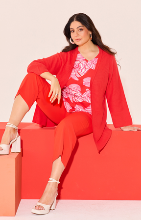 Ulla Popken Pink Zebra Top in Red