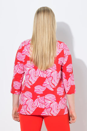 Ulla Popken Pink Zebra Top in Red 