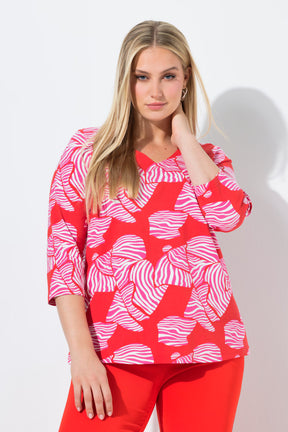 Ulla Popken Pink Zebra Top in Red 