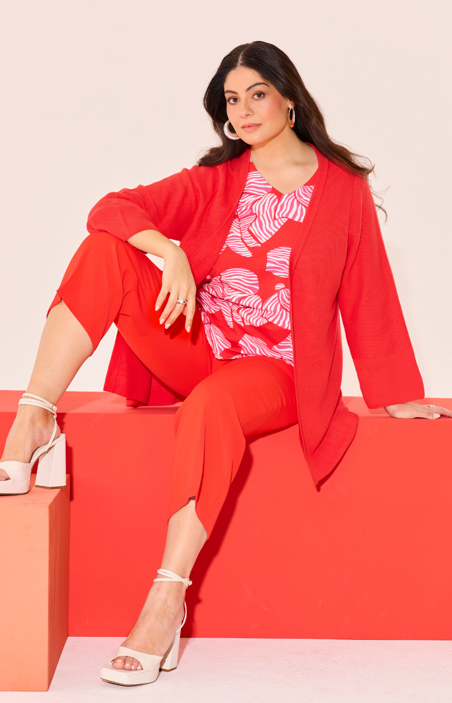 Ulla Popken Pink Zebra Top in Red