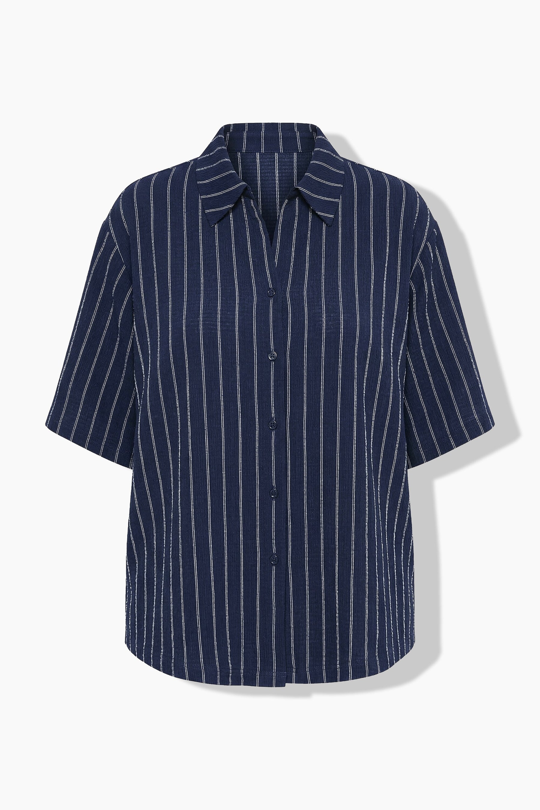 Ulla Popken Pinstripe Shirt in Navy 