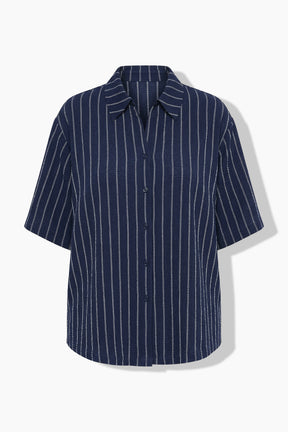 Ulla Popken Pinstripe Shirt in Navy 