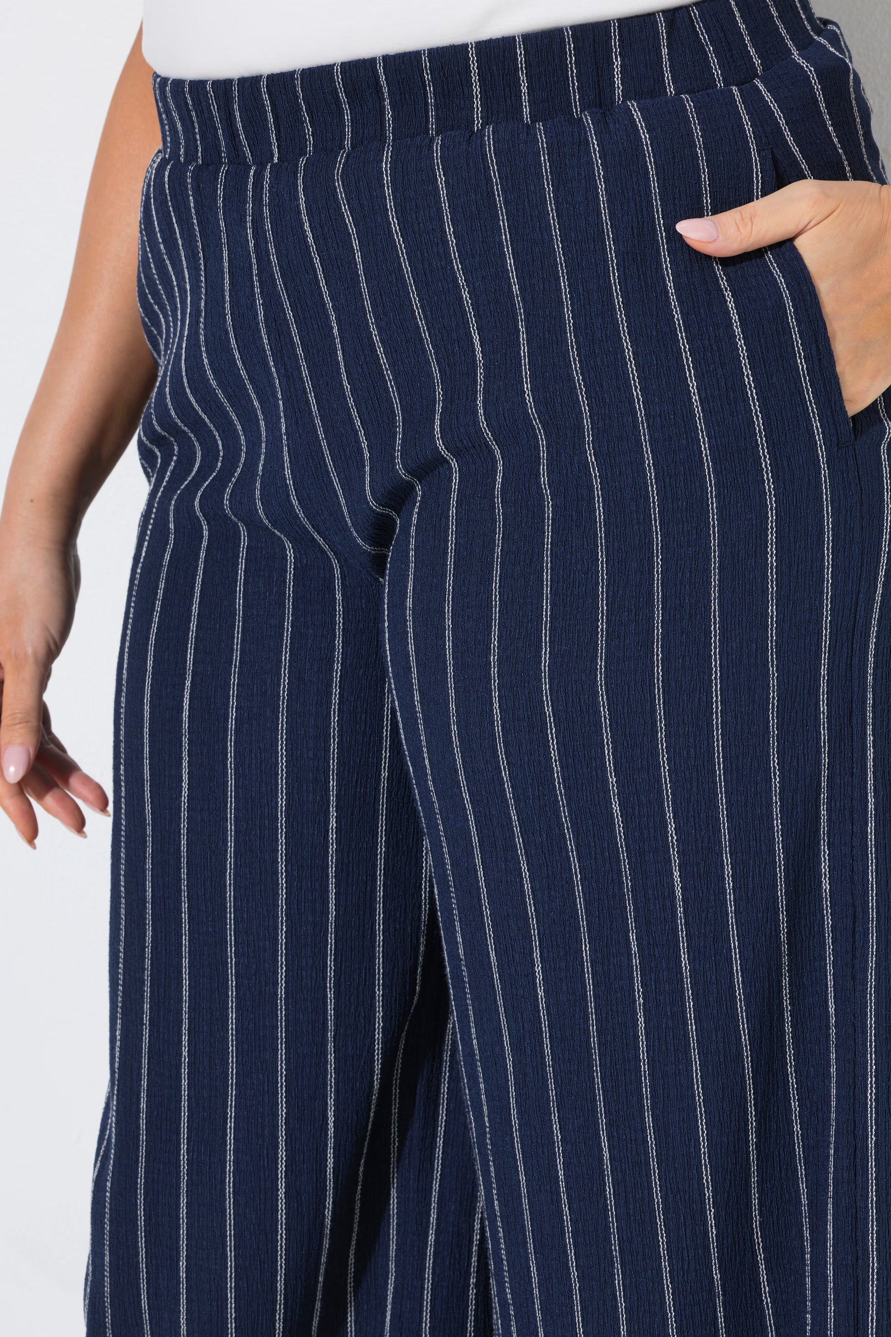 Ulla Popken Pinstripe Trousers in Navy 