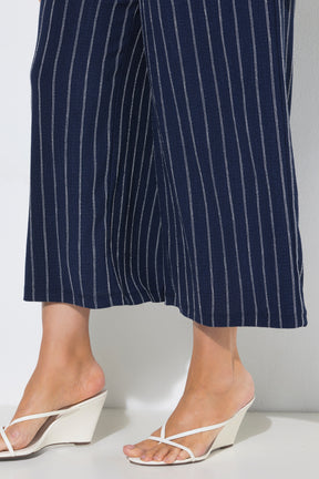 Ulla Popken Pinstripe Trousers in Navy 
