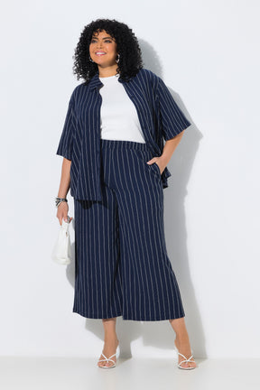 Ulla Popken Pinstripe Trousers in Navy 