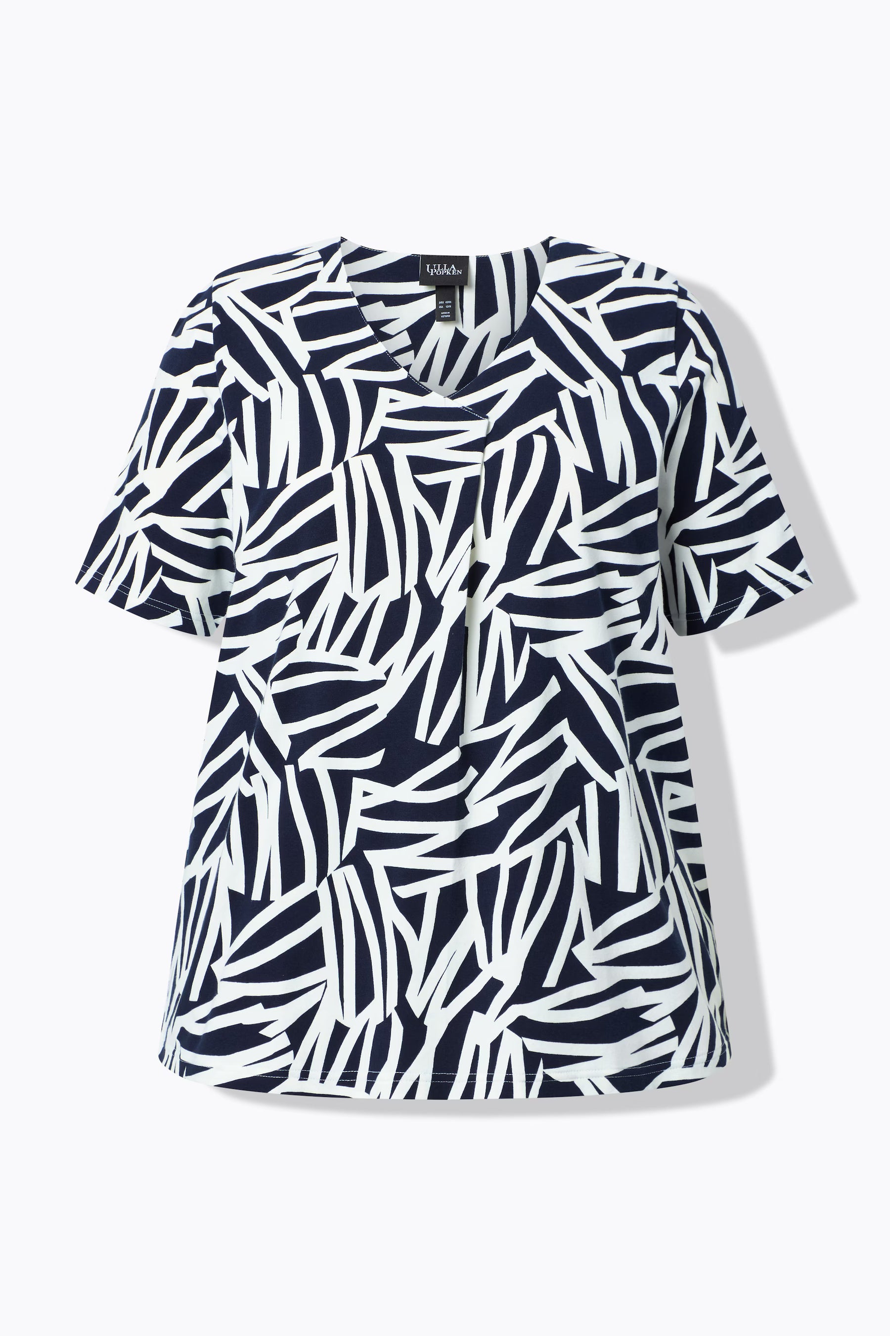 Ulla Popken Pleat T-Shirt in Navy 