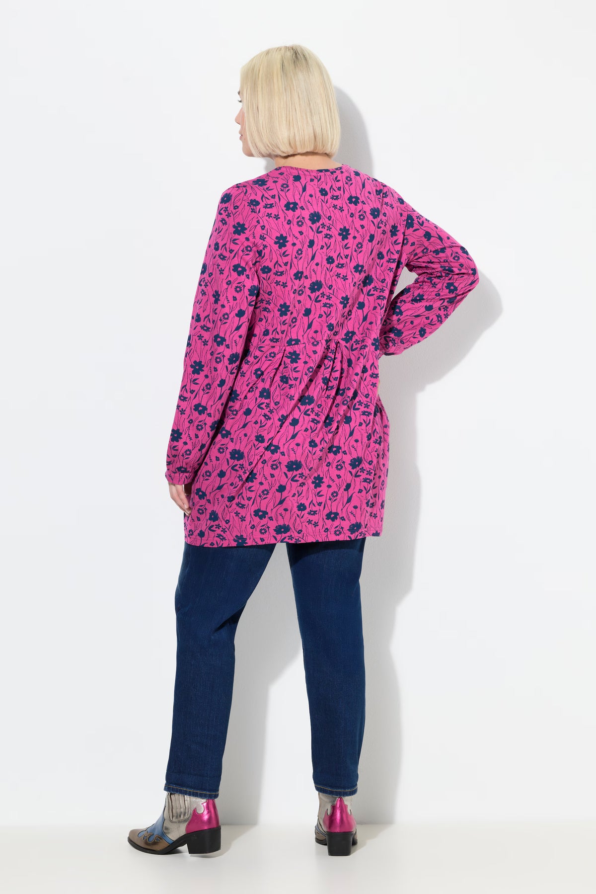 Ulla Popken Pleated Blouse in Pink