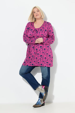 Ulla Popken Pleated Blouse in Pink