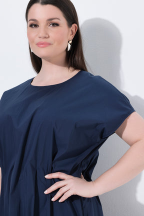Ulla Popken Pleated Dress in Navy 