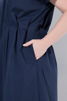 Ulla Popken Pleated Dress in Navy 