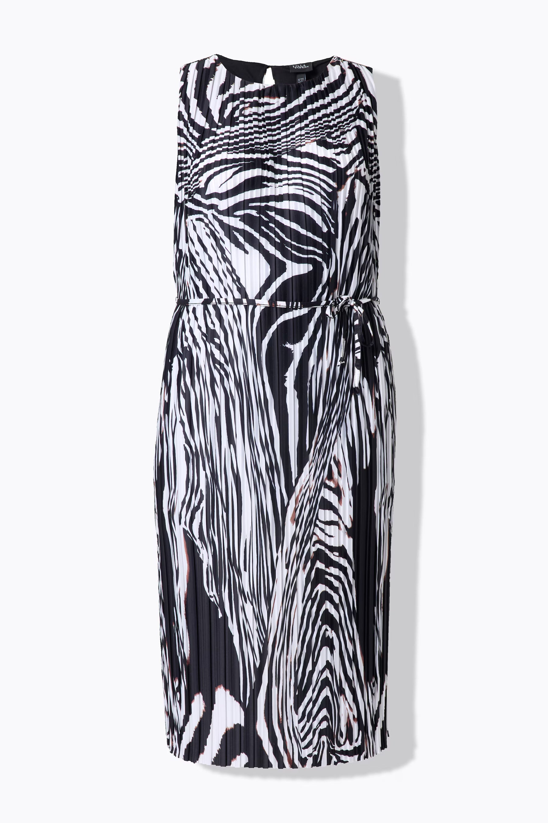 Ulla Popken Pleated Midi Dress in Black 