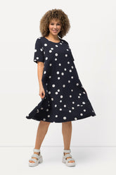 Ulla Popken Polka Dot Dress in Navy
