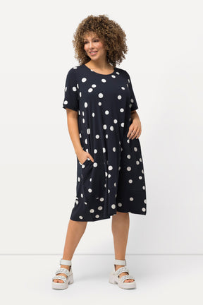 Ulla Popken Polka Dot Dress in Navy