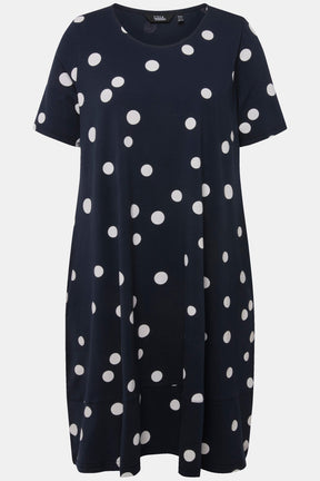 Ulla Popken Polka Dot Dress in Navy