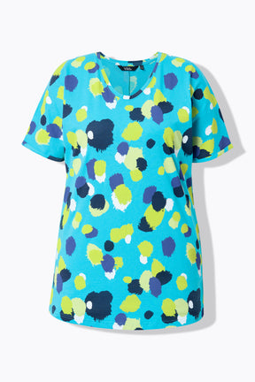 Ulla Popken Polka Dot T-Shirt in Turquoise