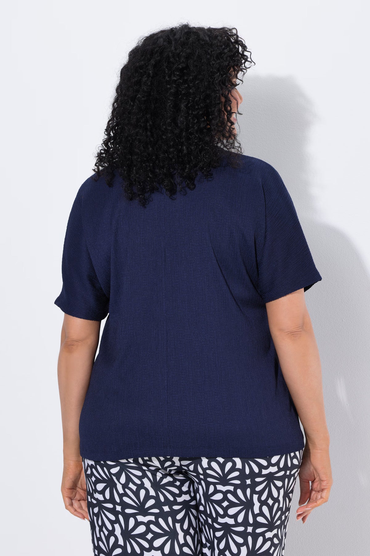 Ulla Popken Polo Collar Blouse in Navy 