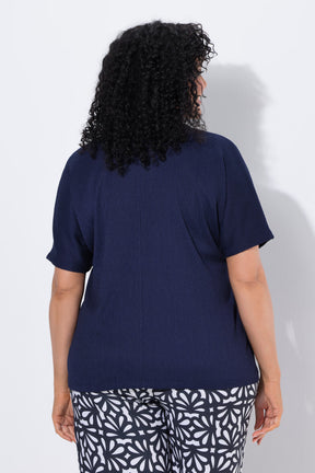 Ulla Popken Polo Collar Blouse in Navy 