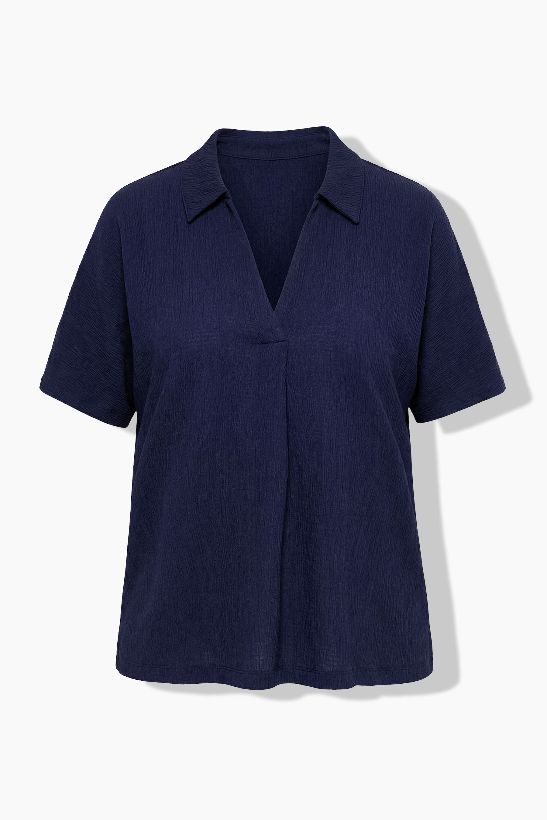 Ulla Popken Polo Collar Blouse in Navy 