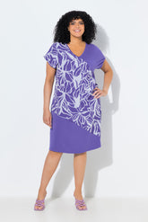 Ulla Popken Print Dress in Purple 