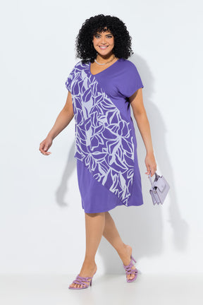 Ulla Popken Print Dress in Purple 