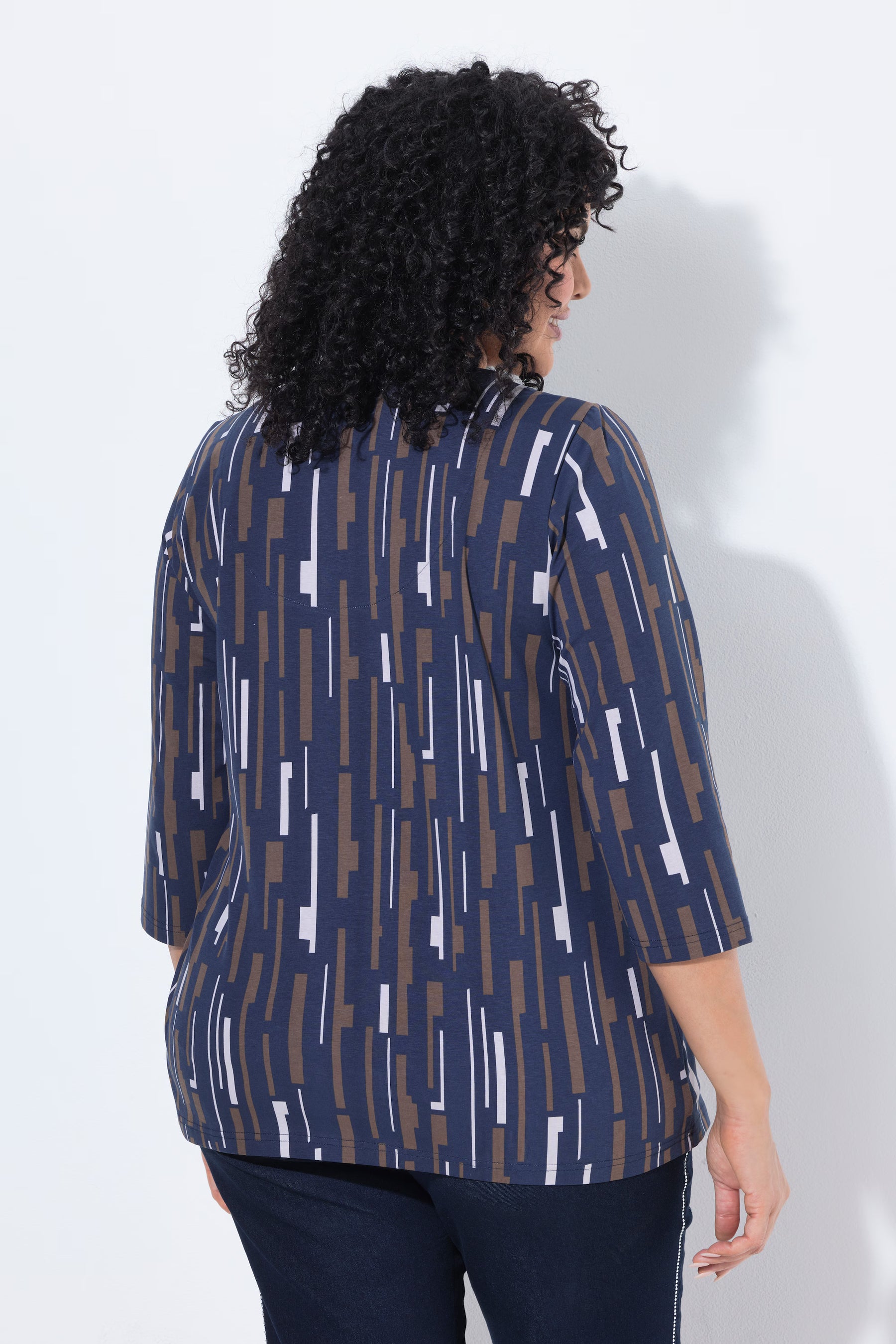 Ulla Popken Printed Top in Navy