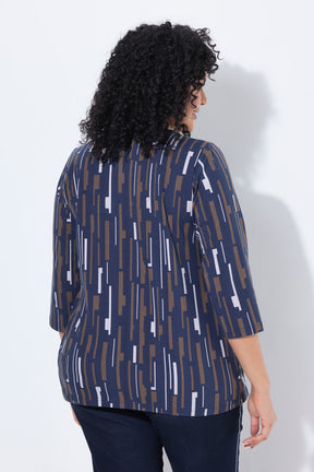 Ulla Popken Printed Top in Navy