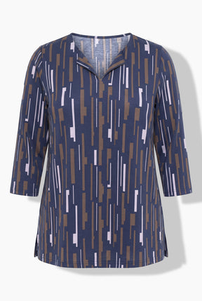 Ulla Popken Printed Top in Navy 