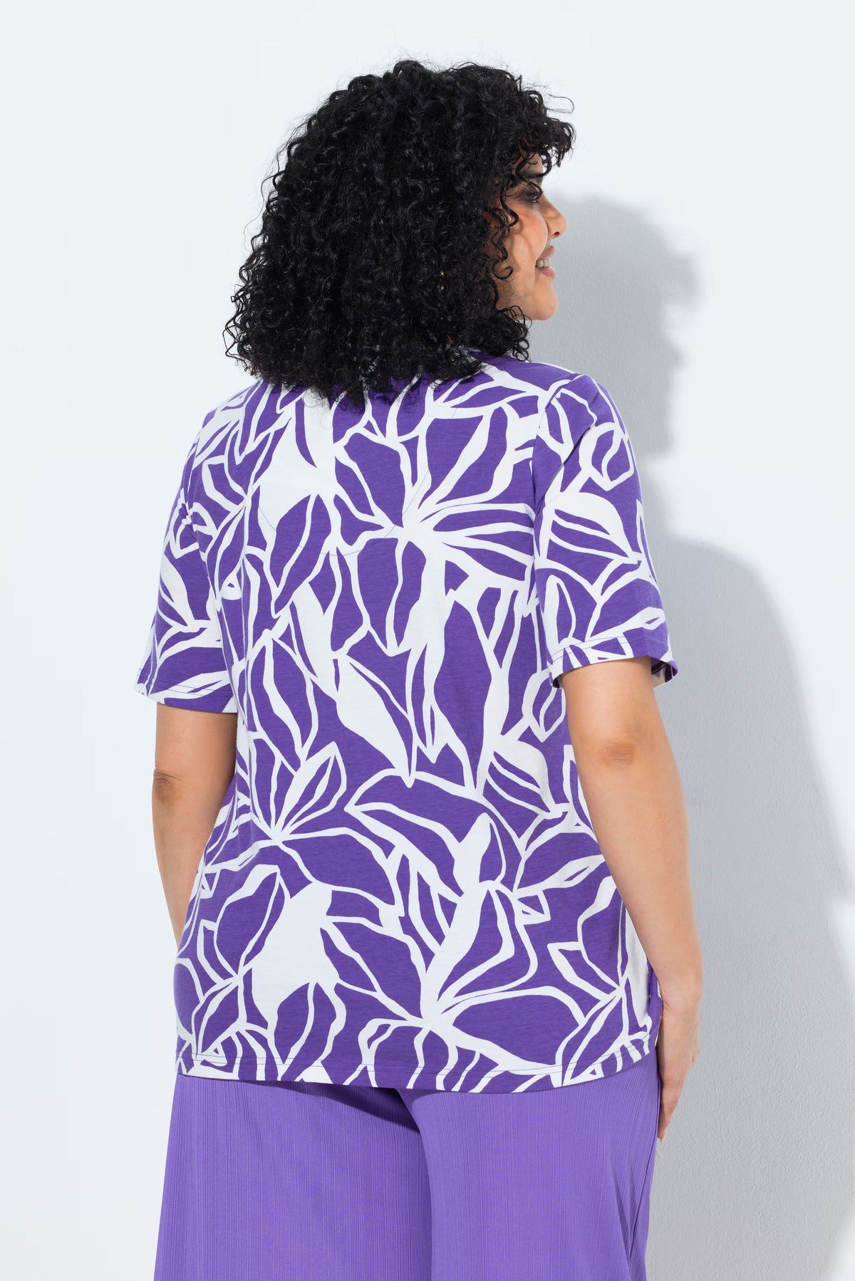 Ulla Popken Purple Leaf T-Shirt 