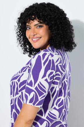 Ulla Popken Purple Leaf T-Shirt 