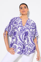 Ulla Popken Purple Paisley Blouse