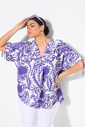 Ulla Popken Purple Paisley Blouse