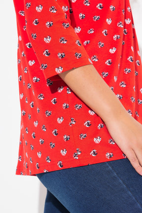 Ulla Popken Red Dot Print Top