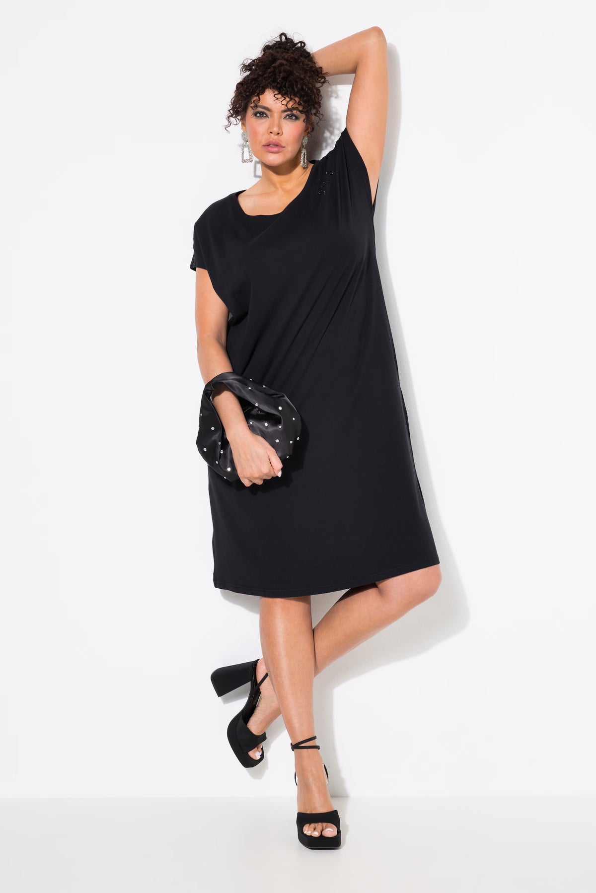 Ulla Popken Rhinestone Dress in Black
