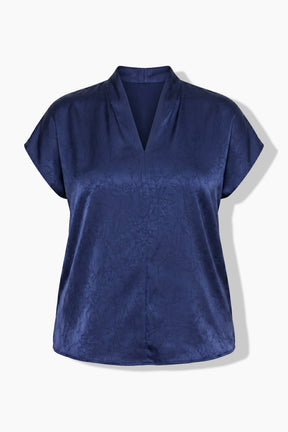 Ulla Popken Satin Blouse in Navy 