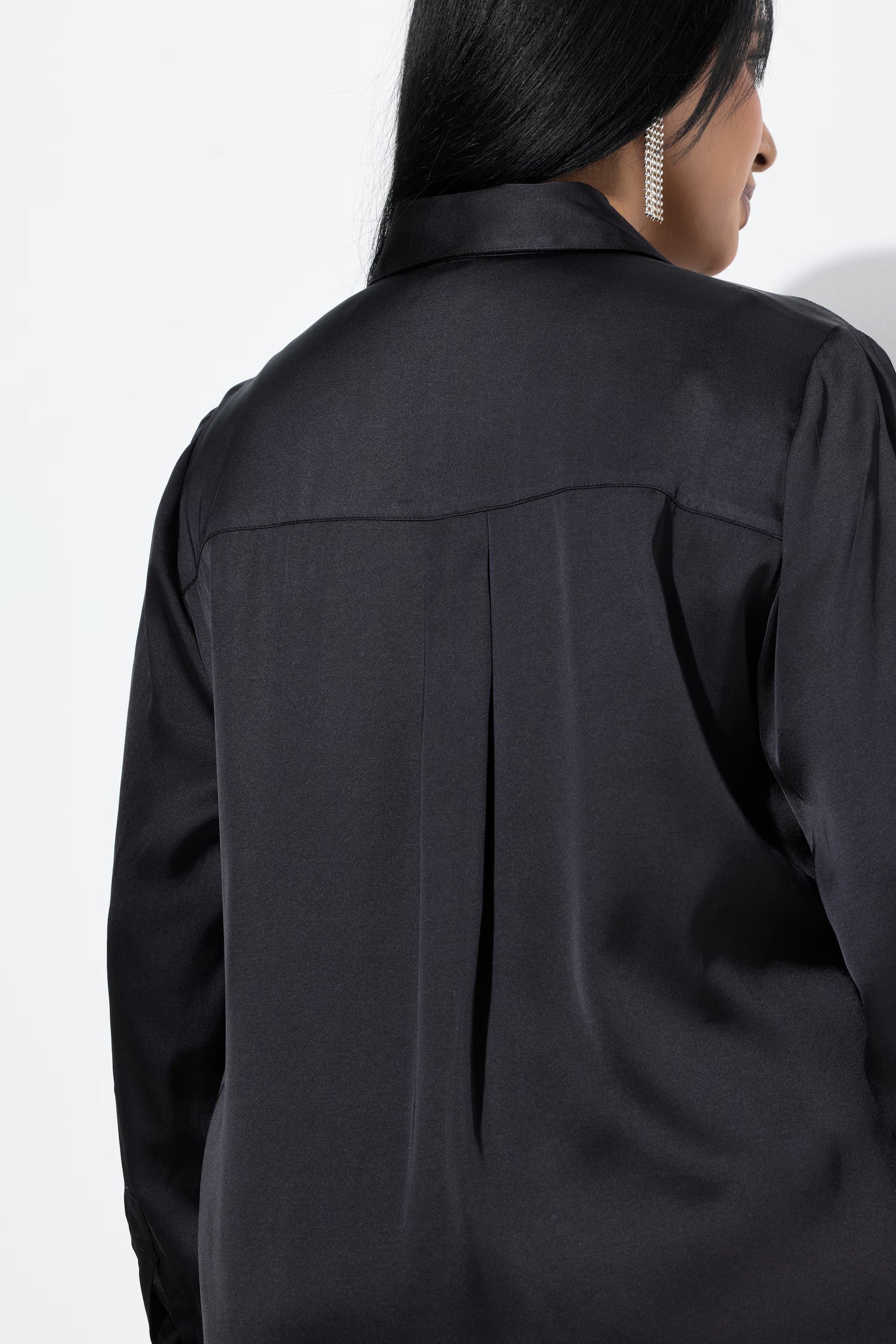 Ulla Popken Satin Floral Shirt in Black