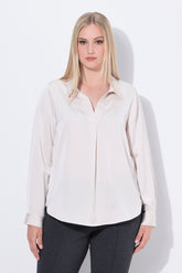 Ulla Popken Satin Front Pleat Blouse
