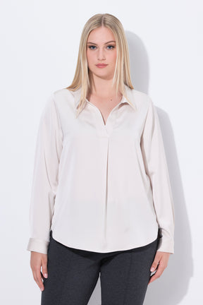Ulla Popken Satin Front Pleat Blouse