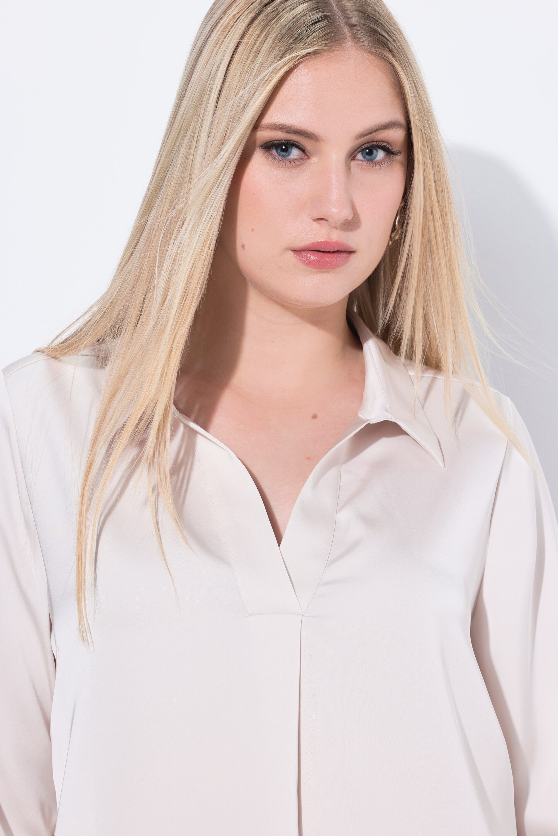 Ulla Popken Satin Front Pleat Blouse