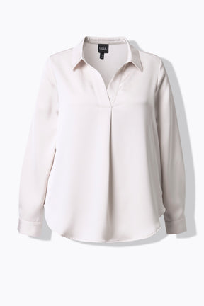 Ulla Popken Satin Front Pleat Blouse