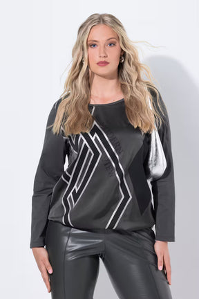 Ulla Popken Satin front Top in Khaki