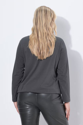 Ulla Popken Satin front Top in Khaki