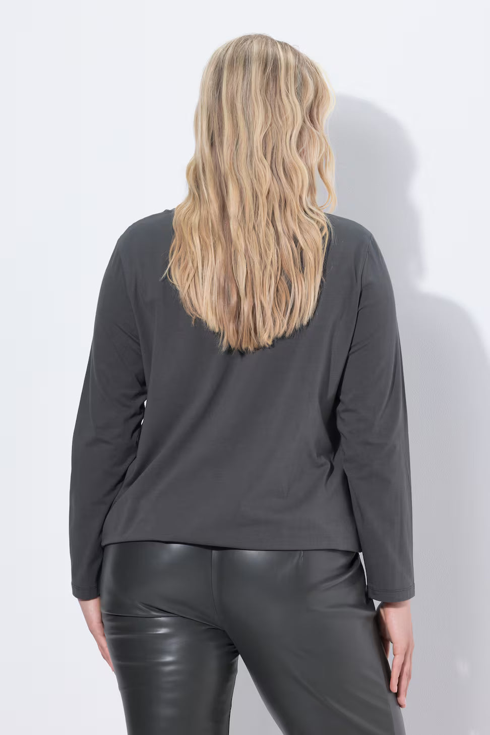 Ulla Popken Satin front Top in Khaki