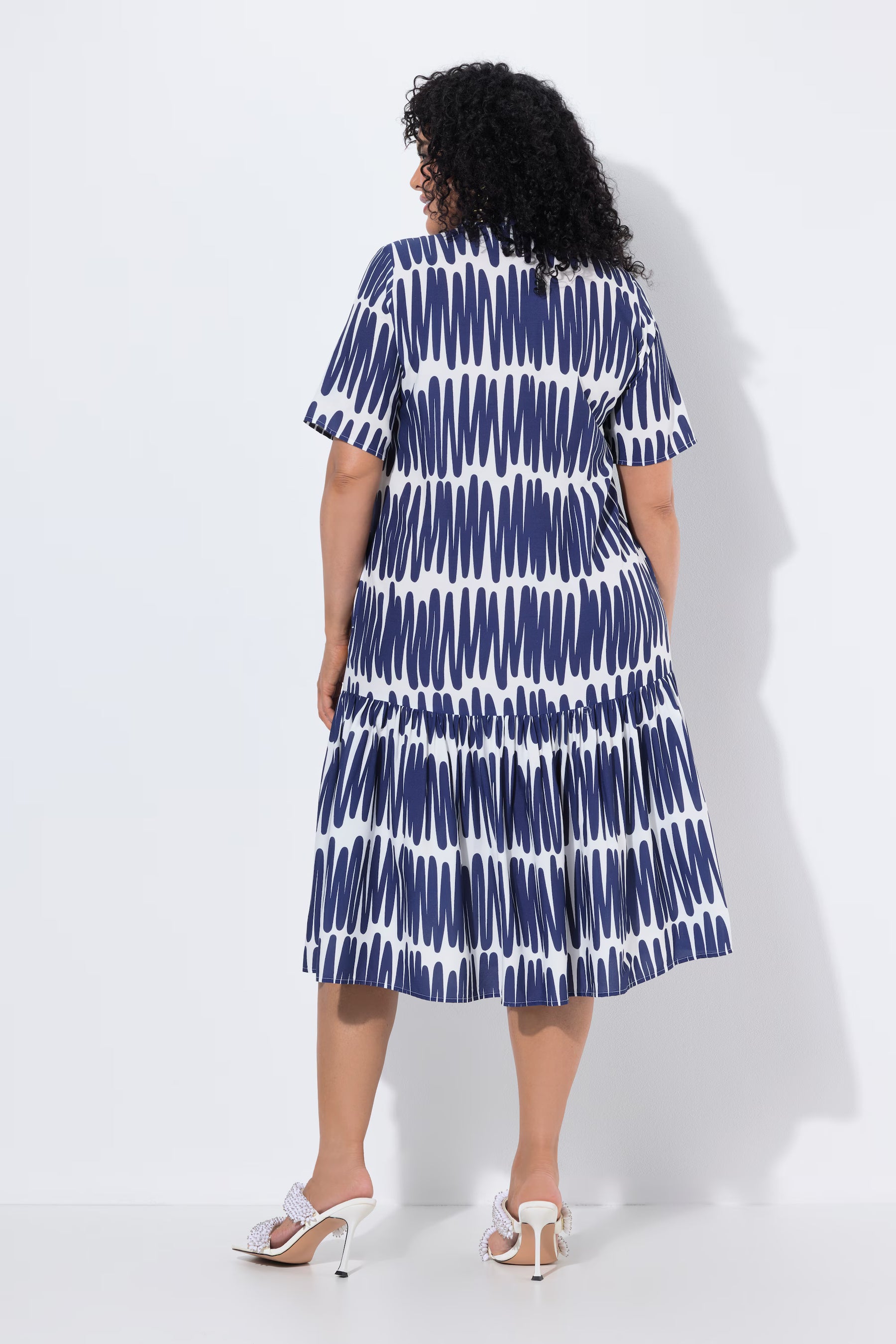 Ulla Popken Scribble Dress in Navy 