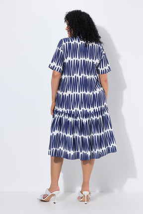 Ulla Popken Scribble Dress in Navy 