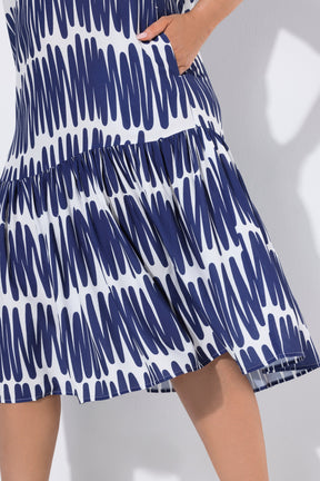 Ulla Popken Scribble Dress in Navy 