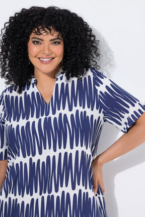 Ulla Popken Scribble Dress in Navy 
