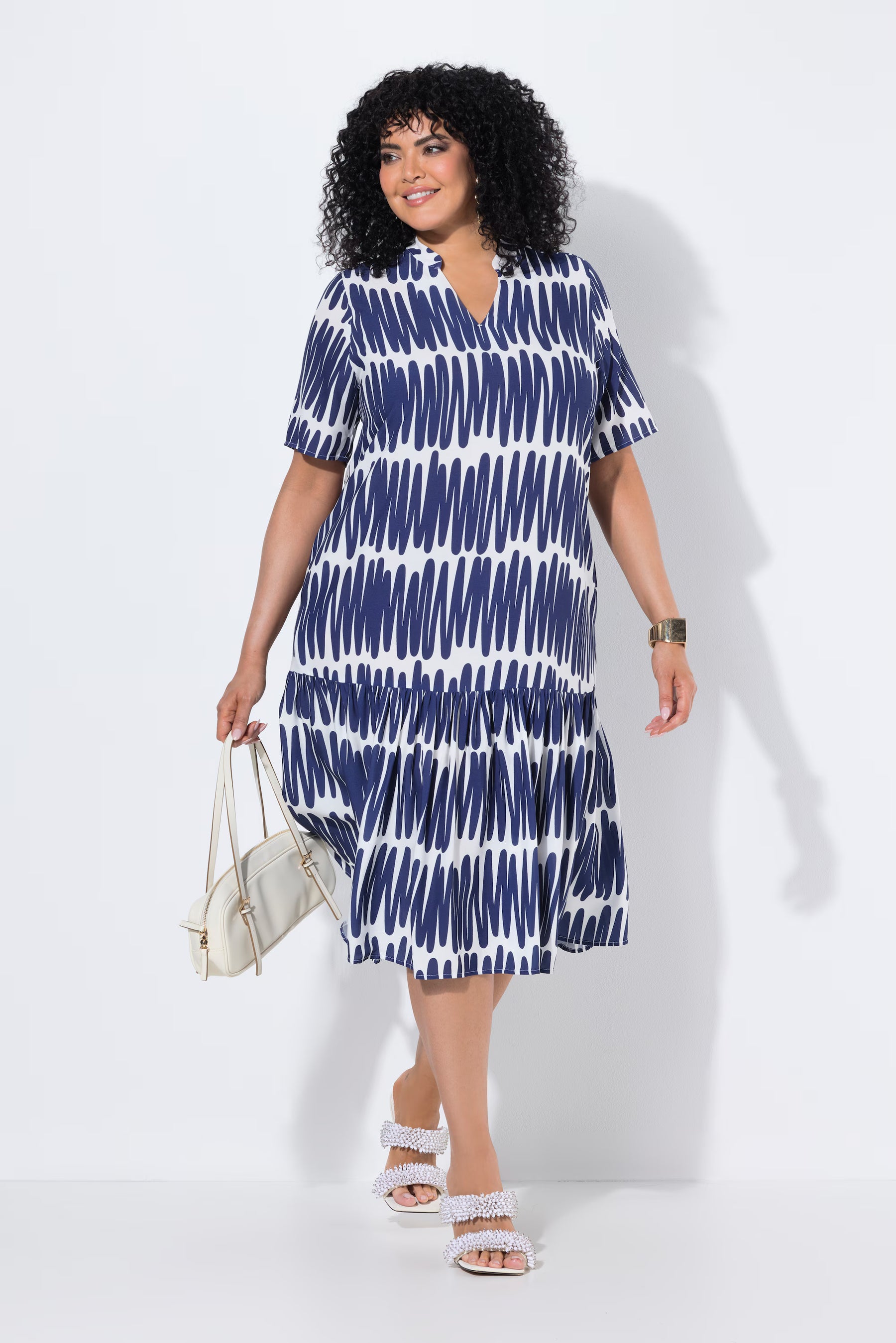 Ulla Popken Scribble Dress in Navy 