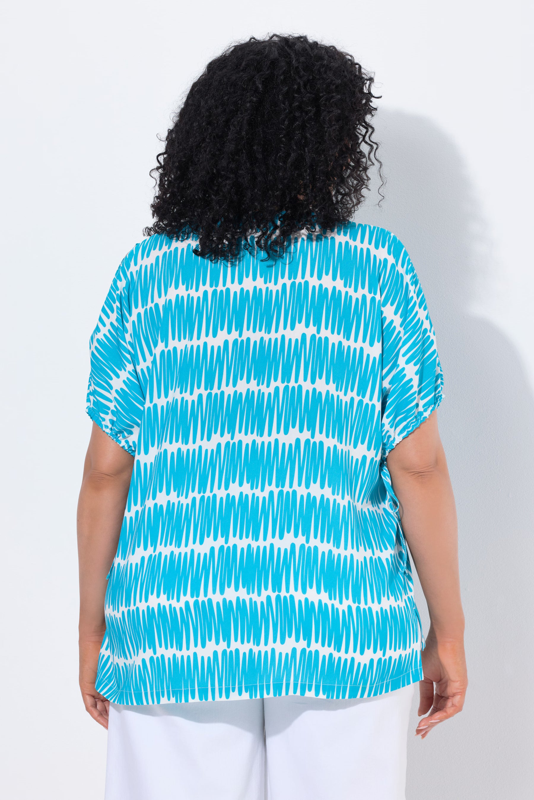 Ulla Popken Scribble Oversized Blouse in Blue 