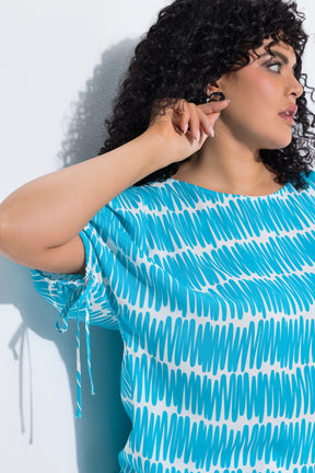Ulla Popken Scribble Oversized Blouse in Blue